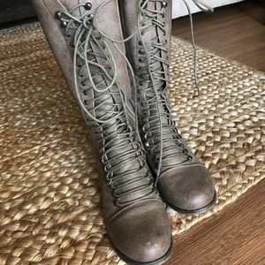 Breckelle Lace Up Knee High Boots